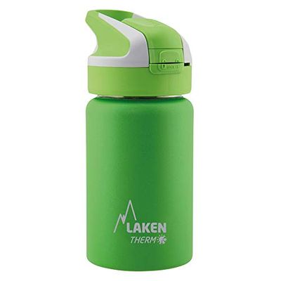 Botella de Agua Térmica al Vacío de Acero Inoxidable de Doble Pared Laken (0,35L - Verde) Tecnología de 24 Horas de Frío - Ideal para Trabajo o Deporte - Cierre Hermético y Uso Vertical