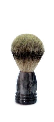 Golddachs - Pennello da barba in plastica, 100% setole di puro tasso, colore: Grigio marmorizzato