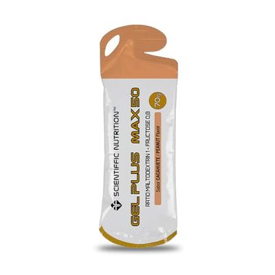 Scientiffic Nutrition - Gel Plus Max, Gel Energético con Carbohidratos, Para Ciclismo y Running, con un Ratio 1:0,8 de Maltodextrina - Fructosa Absorviendo más Carbohidratos - Sabor Cacahuete, 70g