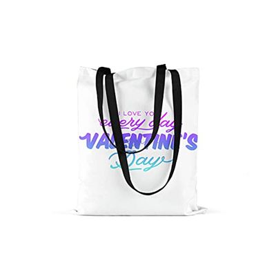 Bonamaison Printed Tote Bag, Reusable Grocery Bag, Shopping Bag, Machine Washable, Foldable, Canvas Cloth Bag with Black Handles, Size: 48x55 Cm