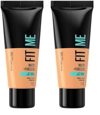 Maybelline Fit Me Matte & Poreless Foundation 220 Natural Beige 30ml (Pack of 2)