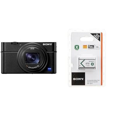 Sony Rx100 Vii - Fotocamera Digitale Compatta Premium & NP-BX1 Batteria Ricaricabile InfoLithium Serie X per Fotocamere Compatte Cyber-Shot DSCRX100, DSCHX300 e DSCWX300, 3.6 V