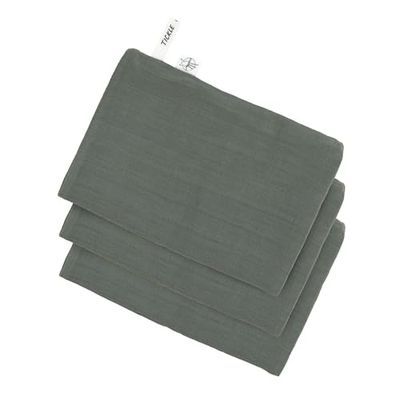 LÄSSIG Rękawica do mycia dla niemowląt, zestaw 3 szt. / Muslin Wash Glove zestaw 3 szt. petrol green