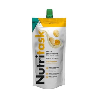 Nutritask – Pasto Sostitutivo Proteico Pronto da Bere - Gusto Vaniglia - Completo, Bilanciato e Ipocalorico - con Vitamine e Sali Minerali - Pouch da 220 g