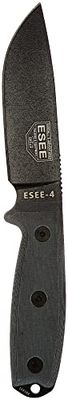 ESEE ES4PKO 11, 43 cm, outdoor mes, lemmetlengte: 11,43 cm, greep: zwart Micarta-Model 4 Plain Edge, roestvrij staal, meerkleurig