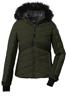 killtec Giacca da sci da donna Ksw 210 Wmn Qltd Jckt in piumino con cappuccio rimovibile e paraneve, verde oliva scuro, 42, Verde oliva scuro, 56