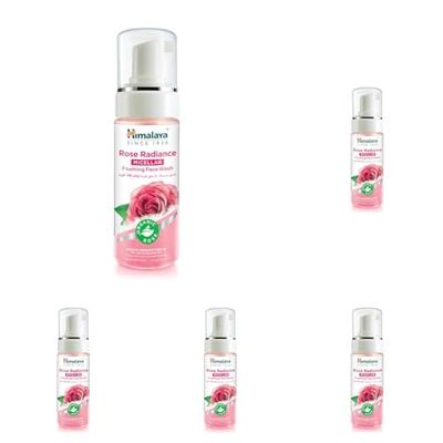 Himalaya Rose Radiance - Detergente per viso con schiuma micellare, rimuove il trucco impermeabile, 150 ml (Confezione da 5)