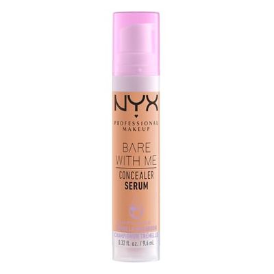 NYX Professional Makeup Concealer Serum, Combats Dark Circles, Acne, Redness and Irritation, 24 Hours of Hydration, With Cica, Tremella Mushroom and Green Tea, Bare With Me, 9.6 ml, Light Tan