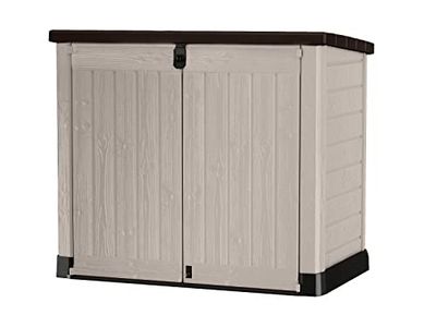 Keter Sio Pro -Cobertizo de jardín Exterior, Capacidad 1200L, Color Beige/Marrón, 145,5 x 82 x 123 cm