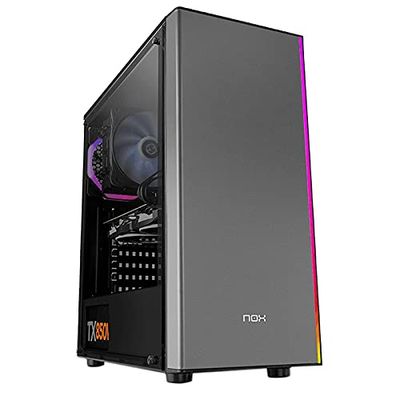 Caja ATX con 2 USB 2.0, 1 USB 3.0, Audio, luz ARGB Frontal, Ventilador Trasero de 12 cm y Capacidad gráfica de hasta 330 mm, Ideal para Gaming.