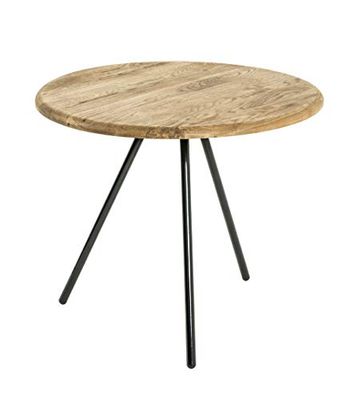 HAKU Möbel Sidobord ek, svart, Massivt trä, metall - Storlek: H 43 cm x Ø 50 cm, Stil: Traditionell