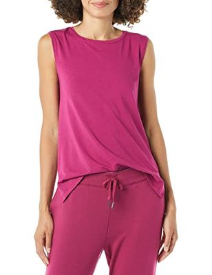 Core 10 Damen Ärmelloses, Vollständig Bedeckendes Yoga-Tankshirt aus Weicher Pima-Baumwolle, Reguläre Passform, Pflaume, L