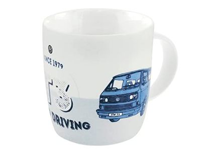Brisa VW Collection – Volkswagen stor keramik kaffe te cappuccino kopp kopp havrel i T3 Bulli buss-design (buss fram/blå/Keep Driving)