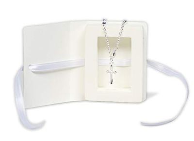 Mareli - Set van 4 doosjes voor rozenkrans 7 x 5,5 x 1 cm met rozenkrans Decina inclusief. Ideaal als gastgeschenk voor communie of vormsel, wit, 1