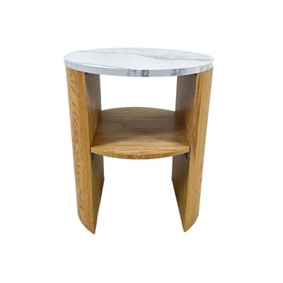 Romimex Table d'appoint Blanche Naturelle en Bois MDF 40 x 49 x 40 cm