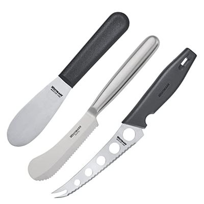 Westmark Set da colazione, 3 pezzi: coltelli da formaggio, burro/colazione, in acciaio INOX e plastica, colore: Argento/Nero