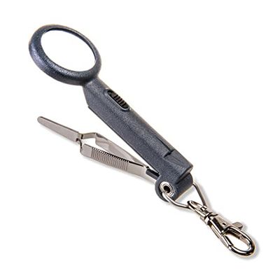 Carson Fish 'n Grip Pro loupe 4,5X avec Pince à épiler à Action inversée Nettoyeur d'hameçons et Coupe-Ligne | Loupe de Poche pour la pêche, loupe avec Outils de précision (OD-90)