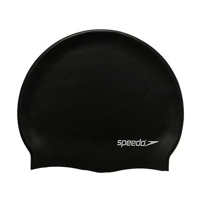 Speedo Unissexo Flat silicone Swim Cap | Hair Protect, Black, One Size