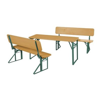 roba Set Tavolo + 2 Panche con Schienale per Bambini - per Giardino, Terrazzo, Aria Aperta - Pieghevole - Salvaspazio - con Angoli Arrotondati - da 24 Mesi - Legno Laccato in Teak