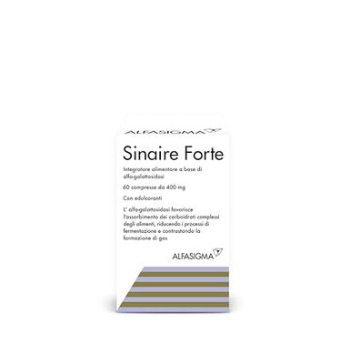 Sinaire Forte 60 Compresse, Integratore Alimentare Prevenire la Produzione di Gas Intestinale, la Digestione di Cereali, Legumi, Verdure e Frutta, 60 Compresse Deglutibili