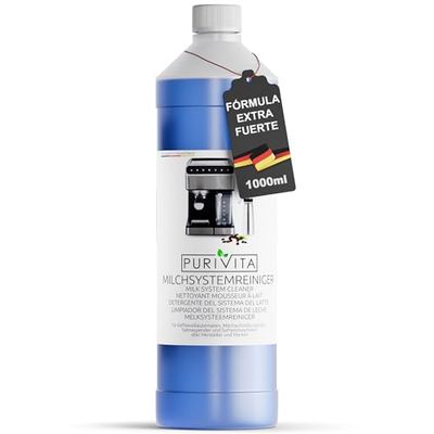 PURIVITA® Limpiador Universal del Sistema de Espuma de Leche [1L] - Liquido Descalcificador Cafetera - Apto para Todas las Cafeteras y Máquinas como De Longhi, Nespresso, Philipps & Krups - Antical