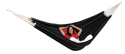 AMAZONAS Braziliaanse hangmat XL Barbados Black 230 x 150 cm voor meerdere personen tot 200 kg Black totale lengte 340 cm