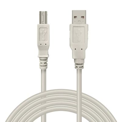 Waytex 11250 USB-kabel 2.0 A stekker naar B-stekker, 5 m, beige