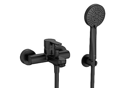 Roca A5A0109NB4 - Mezclador monomando exterior baño-ducha L20 con inversor automático, ducha de mano, flexible de 1,75 m. y soporte de ducha fijo Negro Mate