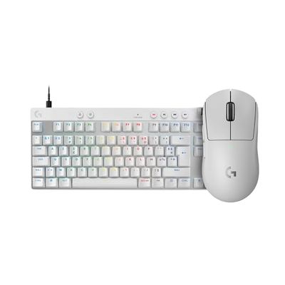 Logitech G Pro X Superlight 2 Souris Gaming sans Fil, 8K, 44K DPI, USB-C + Pro X TKL Rapid, Clavier Gaming Filaire sans pavé numérique, Touches analogiques magnétiques, Rapid Trigger, RVB, PC - Blanc