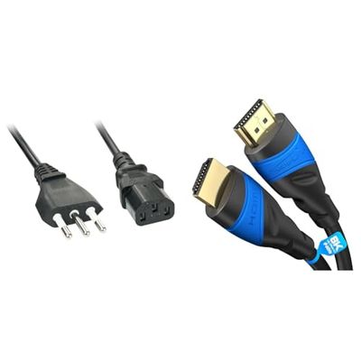 Lindy Cavo alimentazione IEC-C13 spina italiana, 3m & KabelDirekt – Cavo HDMI 8K/4K con schermatura A.I.S., progettato in Germania – 3m