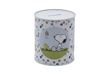 Snoopy Spaarpot van metaal, voor kinderen, 10 x 10 x 12 cm, meerkleurig, officieel product (CyP Brands)