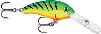 Rapala - Leurre de Pêche Shad Dancer - Matériel de Pêche Corps Balsa - Leurre Pêche à la Traîne d'eau Douce - Profondeur de Nage 2,1 à 3m - 4cm / 5g - Fabriqué en Estonie - Firetiger