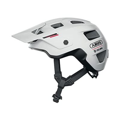 ABUS Casque MTB MoDrop QUIN - casque de vélo intelligent avec Bluetooth®, détection de collision & système d'alarme SOS pour VTT - unisexe - blanc mat, M