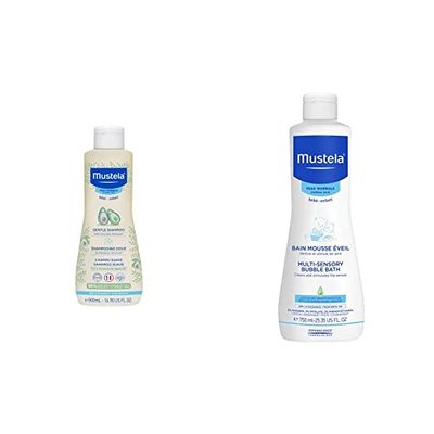 Bébé Gentle Shampoo Delicate Hair 500 Ml & Multi Sensory, Gel da bagno per bambini, 750 ml