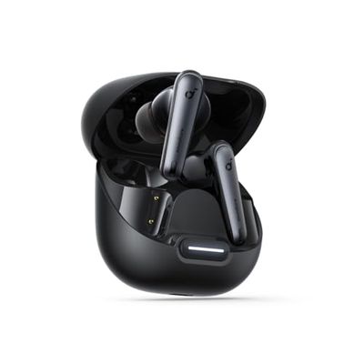 soundcore by Anker Liberty 4 NC Bluetooth-hoofdtelefoon met ruisonderdrukking, 98,5% ruisonderdrukking, adaptief voor oren en omgeving, 50 uur weergave (zwart) (gereviseerd)