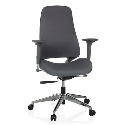 hjh OFFICE Chaise de Bureau Ergonomique HENFIELD G Chaise pivotante avec Dossier Flexible, Assise Creuse avec réglage de la Profondeur d'assise, Tissu Gris