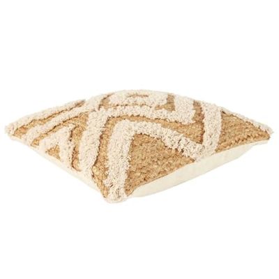 HOME DECO FACTORY, TX0052, cojín capitoné algodón 40 x 40 cm, Comodidad óptima, diseño Moderno, Materiales Naturales, fácil Mantenimiento, versátil, Textil, Yute Beige
