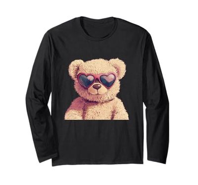 Bonito peluche con gafas de sol divertidas en forma de corazón para niños y niñas Manga Larga