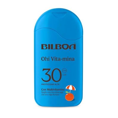 Bilboa Ohi Vita-mina Latte SPF 30, con Multivitamina, Meglio una Vita-Mina Oggi che una Ruga Domani, Resistente all'Acqua, Dermatologicamente Testato - 200 ml