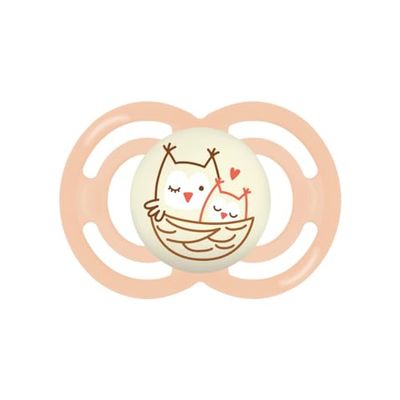 MAM Perfect Night Tétine lumineuse en silicone Skinsoft avec étui porte-sucette, 6 mois et rose