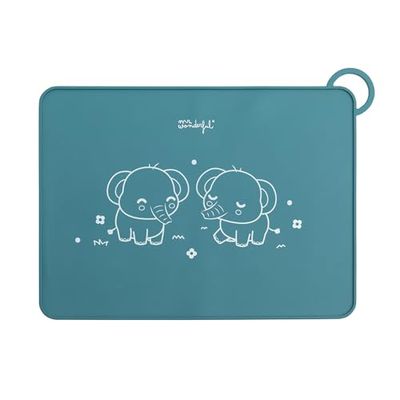 Mr. Wonderful - Set de table individuel en silicone pour bébé - Éléphant bleu - sans BPA, PVC, BPS et phtalates