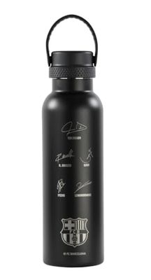 Safta F.C. BARCELONA BLACK butelka termosu, butelka na wodę, stal nierdzewna, podwójna izolacja, gorący napój 12 h i zimny napój 24 godziny, 7,3 x 25 cm, 600 ml, Czarny (Black), M, Casual