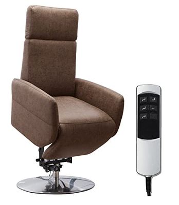CAVADORE Fauteuil TV Cobra avec 2 Moteurs électriques et Aide au Levage/Fauteuil TV réglable électriquement avec télécommande, Fonction Relaxation, Fonction inclinable, jusqu'à 130 kg, S : 71 x 108 x