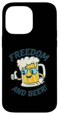 Freedom And Beer Funny Cartoon Mug Patriotic Custodia per iPhone 14 Pro Max