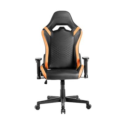 Mars Gaming MGC-Pro, Chaise Gaming Professionnelle, Finition Cuir PU, Accoudoirs 2D et Dossier Inclinable 135°, Coussins Lombaire et Cervical Soft-Touch, roulettes XL et Ressort Gaz Classe 4, Orange