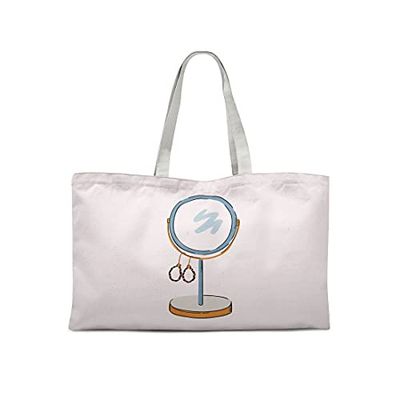 Bonamaison Printed Tote Bag, Reusable Grocery Bag, Shopping Bag, Machine Washable, Foldable, Canvas Cloth Bag with Handles, 47x42 cm