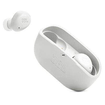 JBL Wave Buds Auricolari Wireless In-Ear Bluetooth, Waterproof IP54 e Antipolvere IPX2, Deep Bass Sound, Tecnologia TalkThru e AmbientAware, Fino a 32 h di Autonomia, Bianco