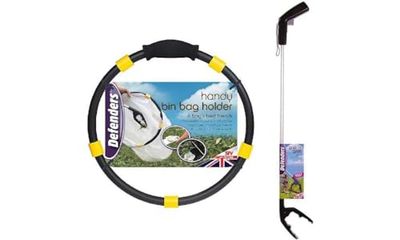 Bundle of Defenders Handy Bin Bag Holder, for Gardening & Litter Picking, Lightweight & Reusable + Defenders Grip n Grab Picker