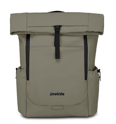 Invicta Invict-Act Fold Work Backpack, Grey, Single Compartment with 15.6" PC Pocket, Water Bottle Pocket and Reinforced Base, Large 32L Backpack for Office and University, for Men and Women, Grey,