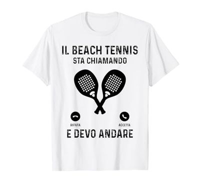 Beach Tennis Divertente Racchettoni Spiaggia Maglietta